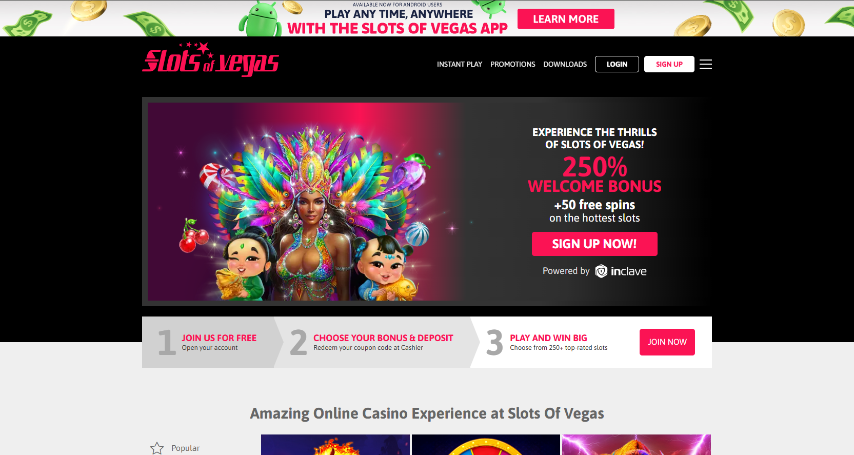 Slots of Vegas Casino Homepage